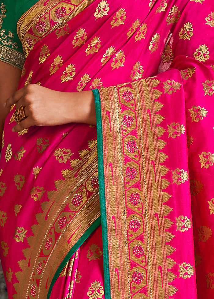Rani Spun Silk Saree With Blouse Piece