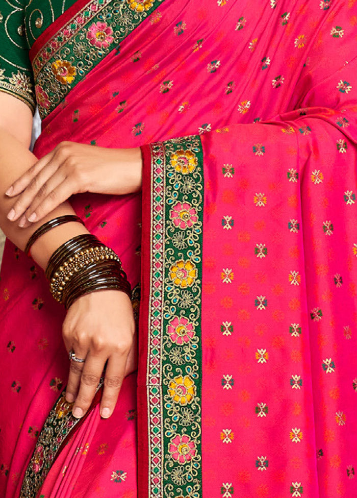 Pink Spun Silk Saree With Blouse Piece