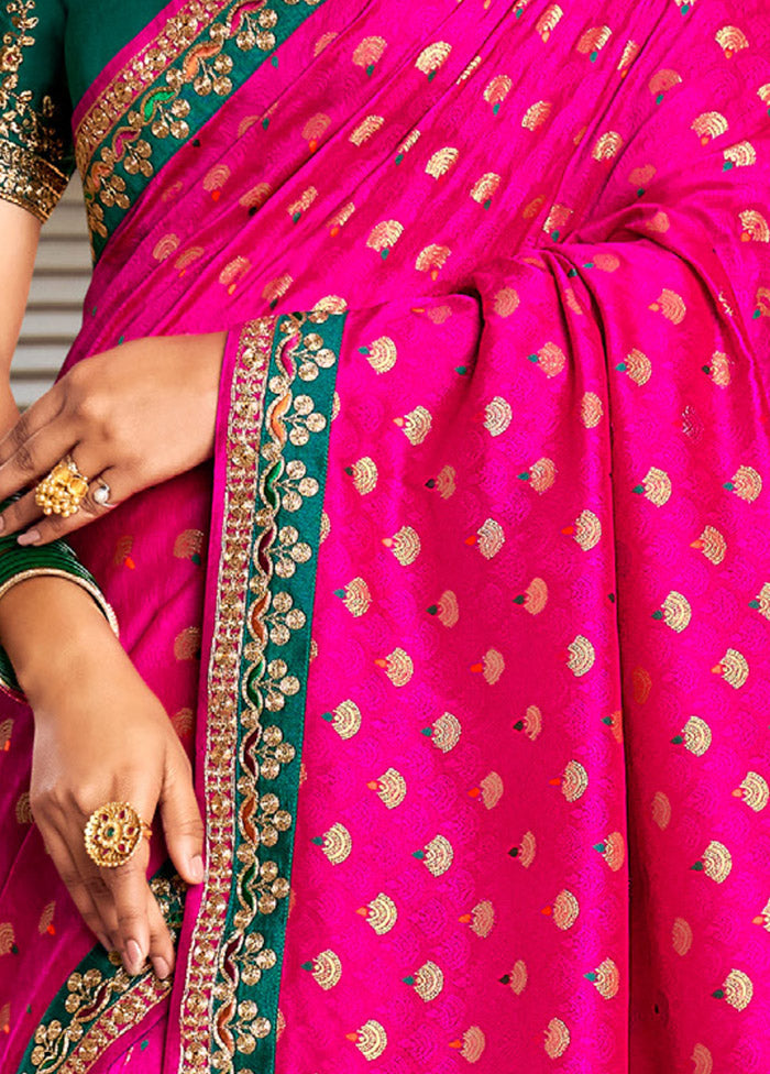 Rani Spun Silk Saree With Blouse Piece