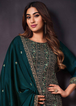 3 Pc Green Semi Stitched Georgette Suit Set