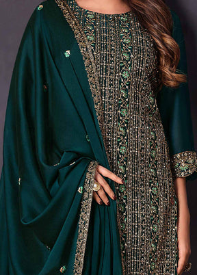 3 Pc Green Semi Stitched Georgette Suit Set