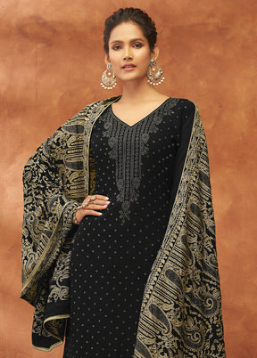 3 Pc Black Unstitched Pure Georgette Suit Set