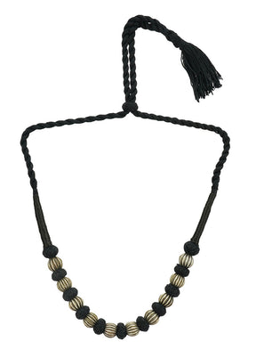 Black Beads With Thread Style Necklace