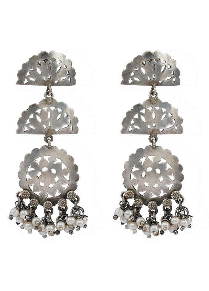 A Stunning Earrings In The Silver Tone Finish With Intricate Handcrafted Detailing