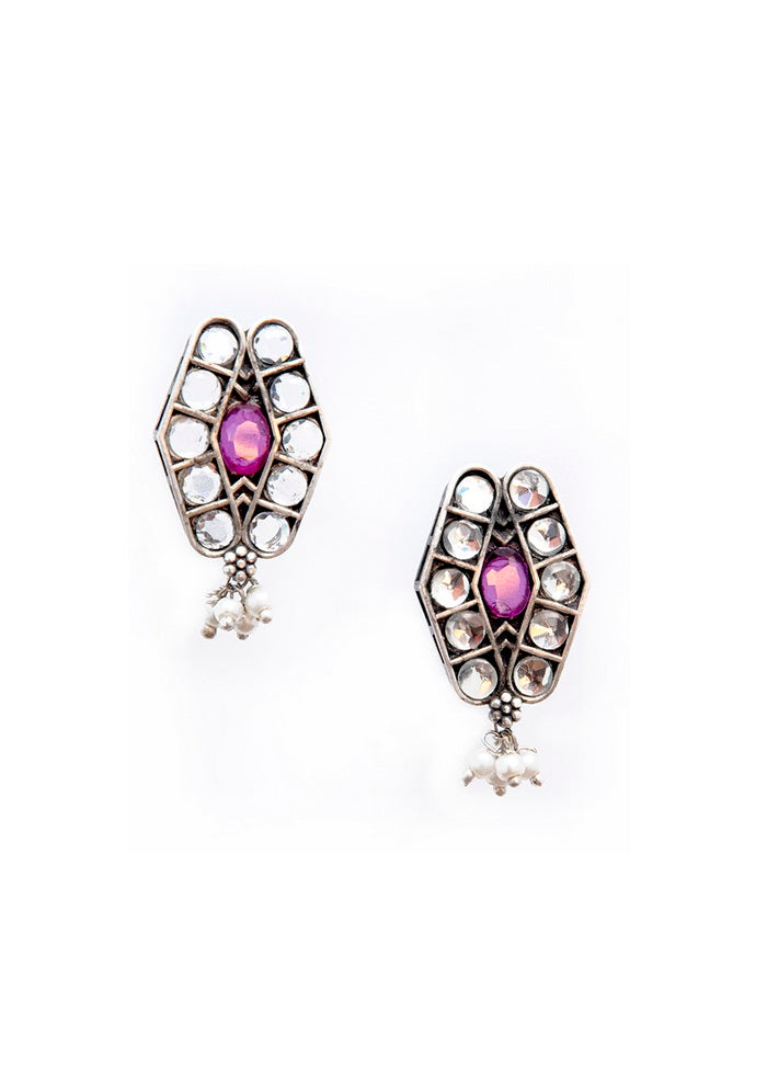 Patti Design Silver Tone Brass Set Of Necklace Earrings