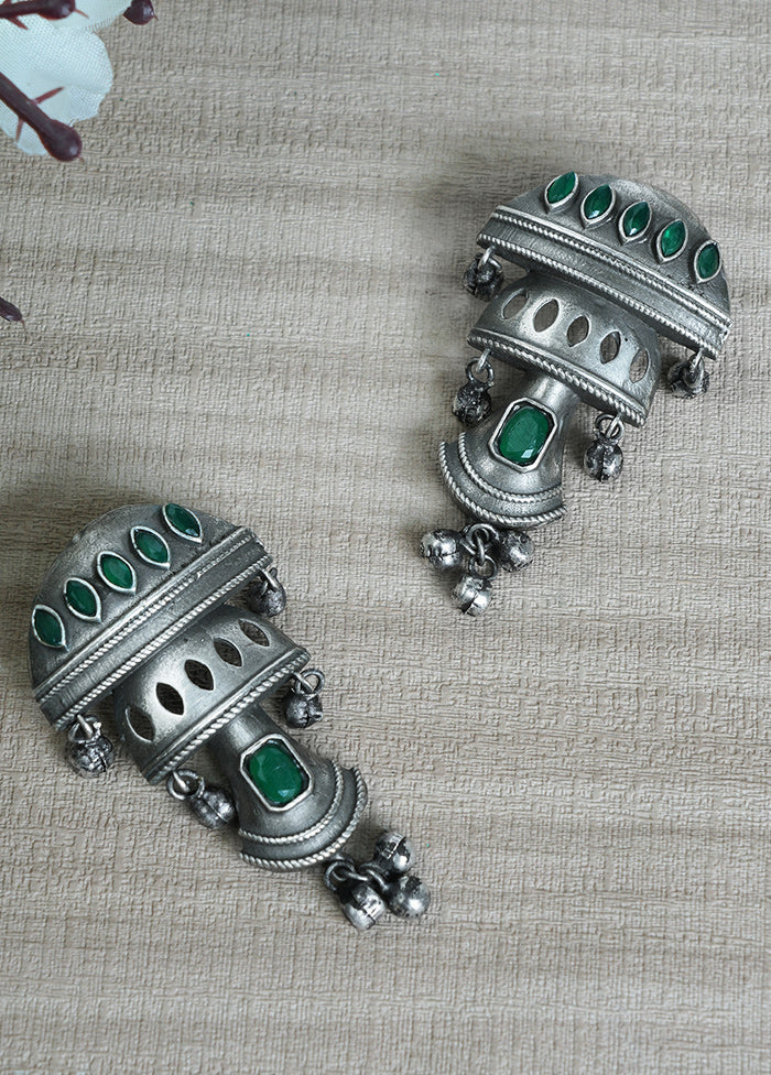 Ghungroo Pattern Dome Shape Silver Tone Brass Earrings