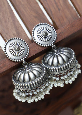 Silver Tone Handcrafted Brass Jhumka