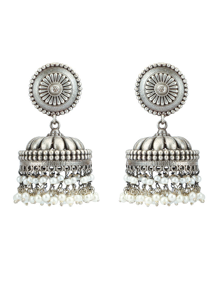 Silver Tone Handcrafted Brass Jhumka