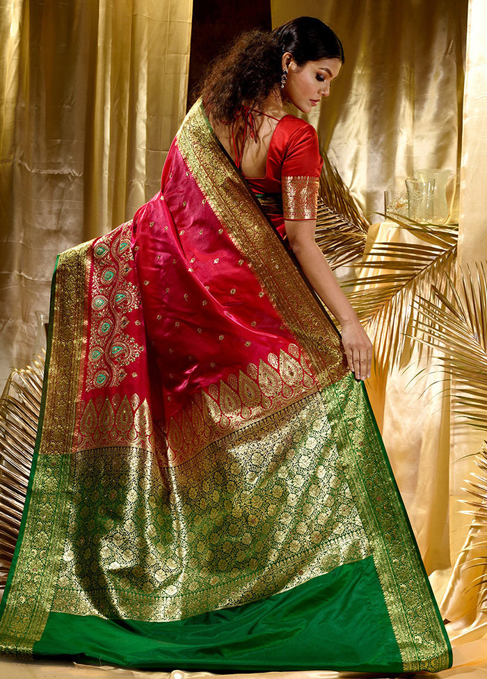 Red Spun Silk Saree With Blouse Piece