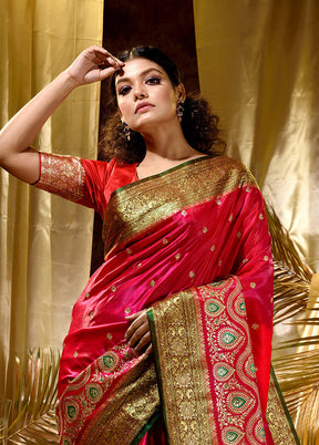 Red Spun Silk Saree With Blouse Piece