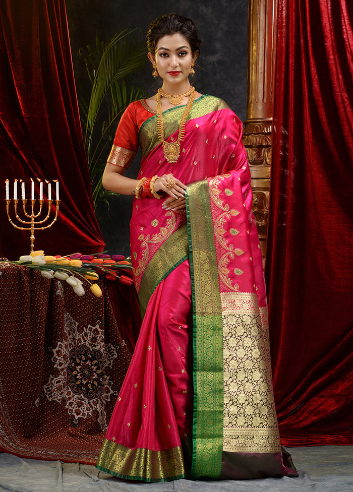 Pink Spun Silk Saree With Blouse Piece