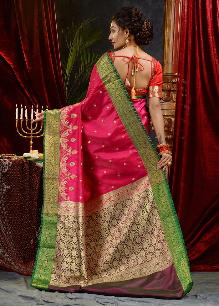 Pink Spun Silk Saree With Blouse Piece