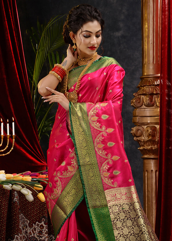 Pink Spun Silk Saree With Blouse Piece