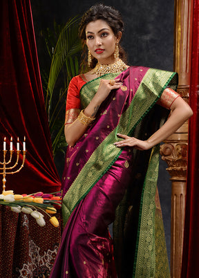 Maroon Spun Silk Saree With Blouse Piece