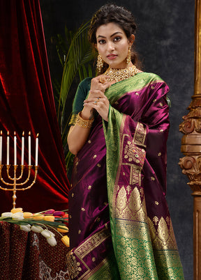 Maroon Spun Silk Saree With Blouse Piece