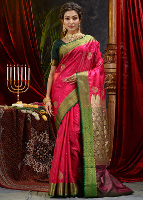 Pink Spun Silk Saree With Blouse Piece