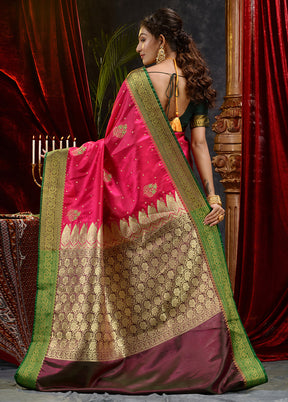 Pink Spun Silk Saree With Blouse Piece