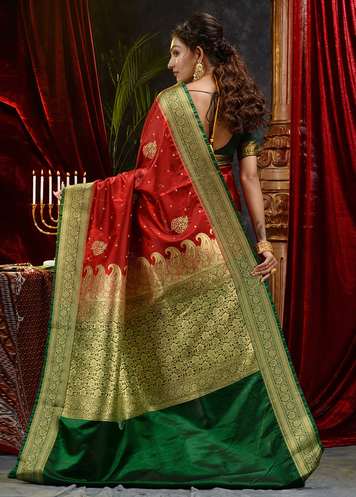 Maroon Spun Silk Saree With Blouse Piece