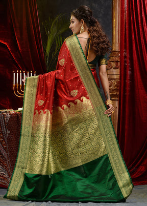 Maroon Spun Silk Saree With Blouse Piece