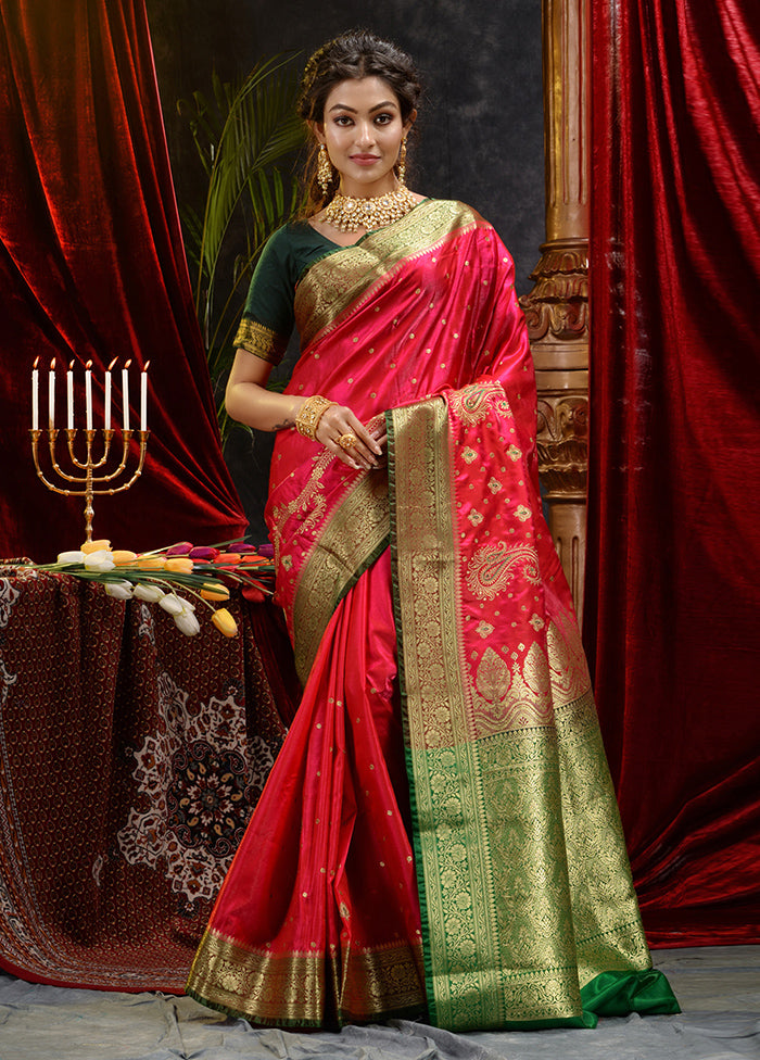 Pink Spun Silk Saree With Blouse Piece