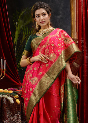 Pink Spun Silk Saree With Blouse Piece