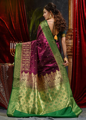 Maroon Spun Silk Saree With Blouse Piece