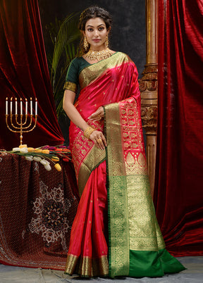 Pink Spun Silk Saree With Blouse Piece