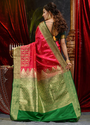 Pink Spun Silk Saree With Blouse Piece