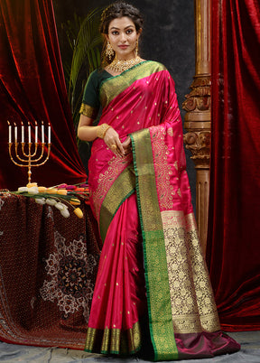 Pink Spun Silk Saree With Blouse Piece