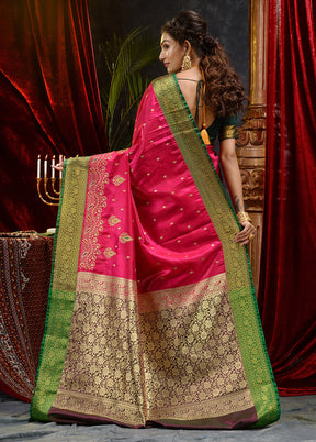 Pink Spun Silk Saree With Blouse Piece