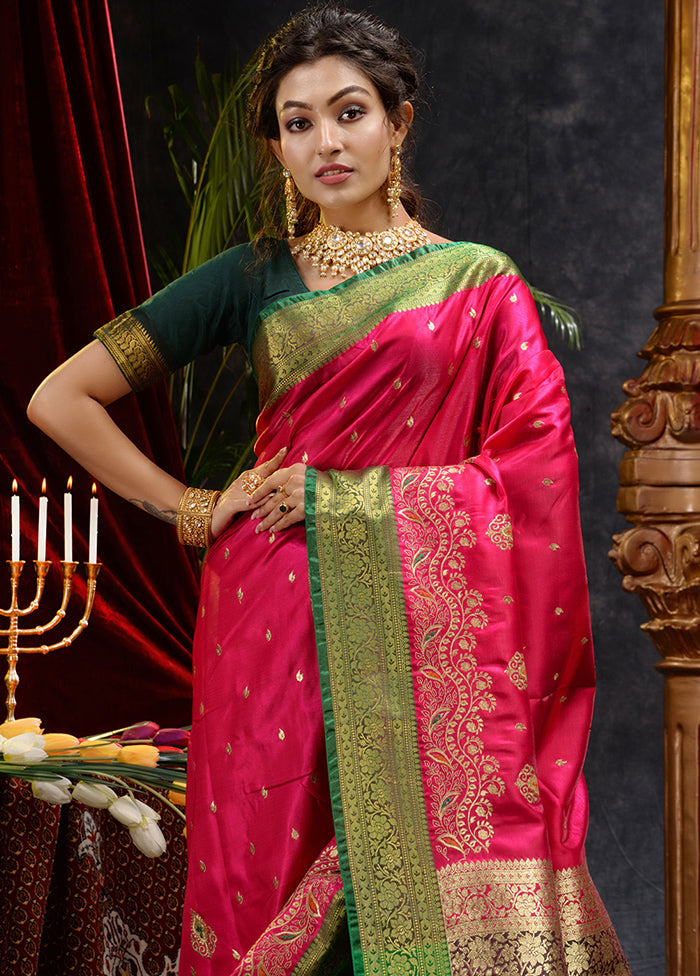 Pink Spun Silk Saree With Blouse Piece