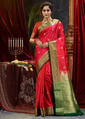 Pink Spun Silk Saree With Blouse Piece