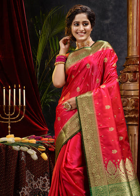 Pink Spun Silk Saree With Blouse Piece