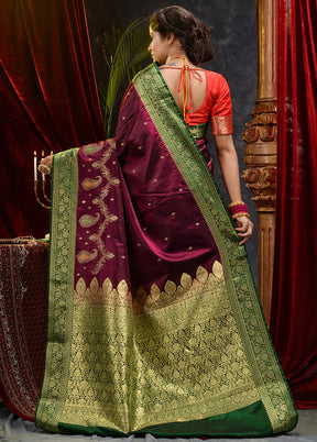 Maroon Spun Silk Saree With Blouse Piece