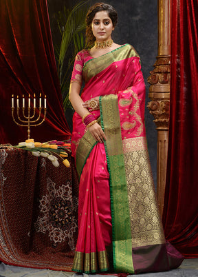 Pink Spun Silk Saree With Blouse Piece