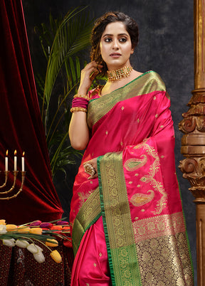 Pink Spun Silk Saree With Blouse Piece