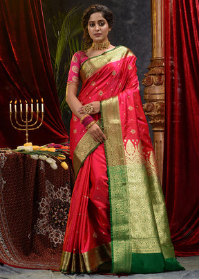 Pink Spun Silk Saree With Blouse Piece