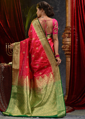 Pink Spun Silk Saree With Blouse Piece