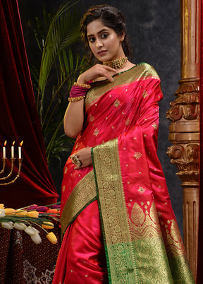 Pink Spun Silk Saree With Blouse Piece