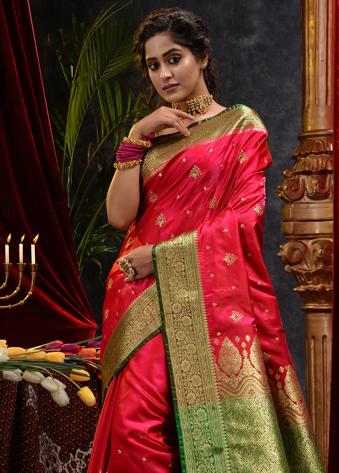 Pink Spun Silk Saree With Blouse Piece