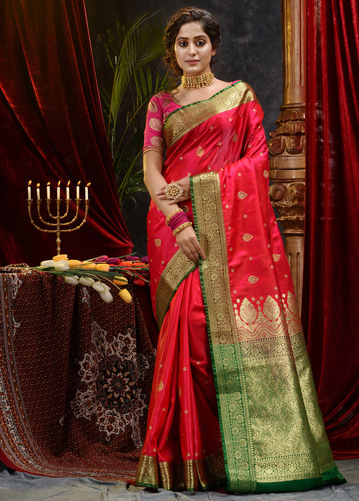 Pink Spun Silk Saree With Blouse Piece