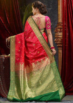 Pink Spun Silk Saree With Blouse Piece