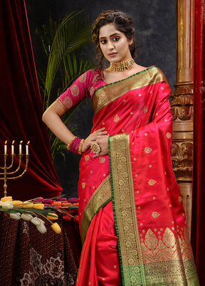 Pink Spun Silk Saree With Blouse Piece