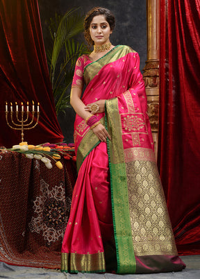 Pink Spun Silk Saree With Blouse Piece