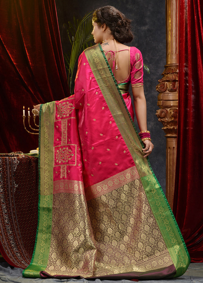 Pink Spun Silk Saree With Blouse Piece