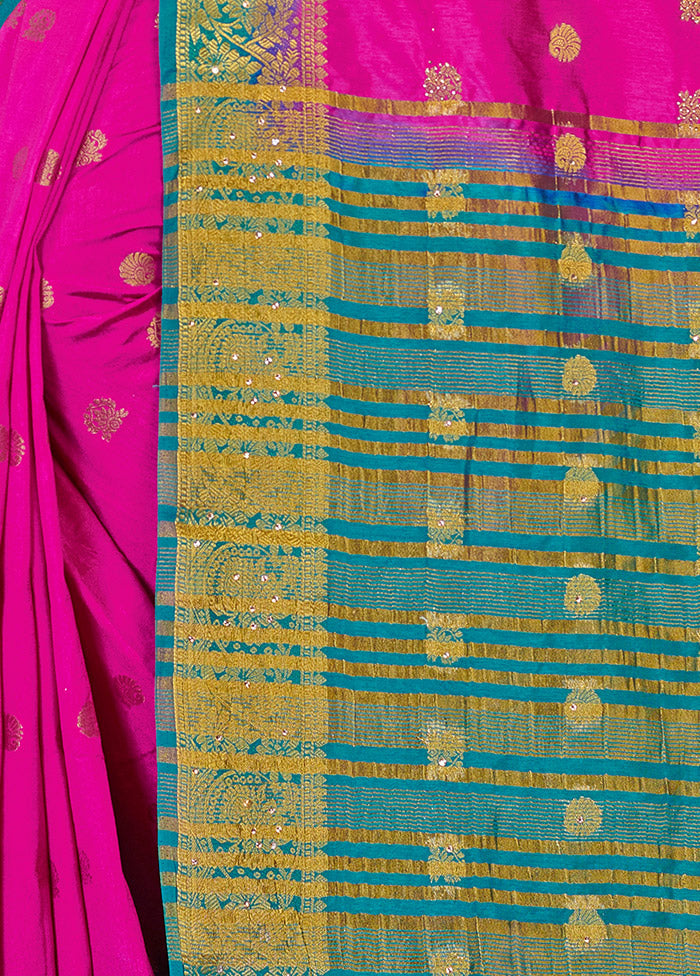 Rani Spun Silk Woven Saree With Blouse Piece