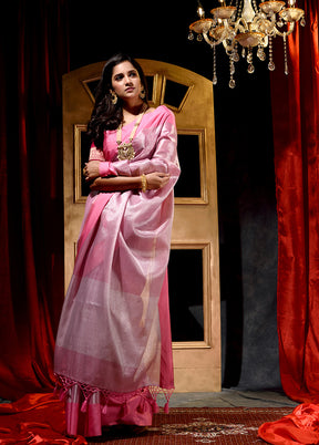 Pink Dupion Silk Saree With Blouse Piece