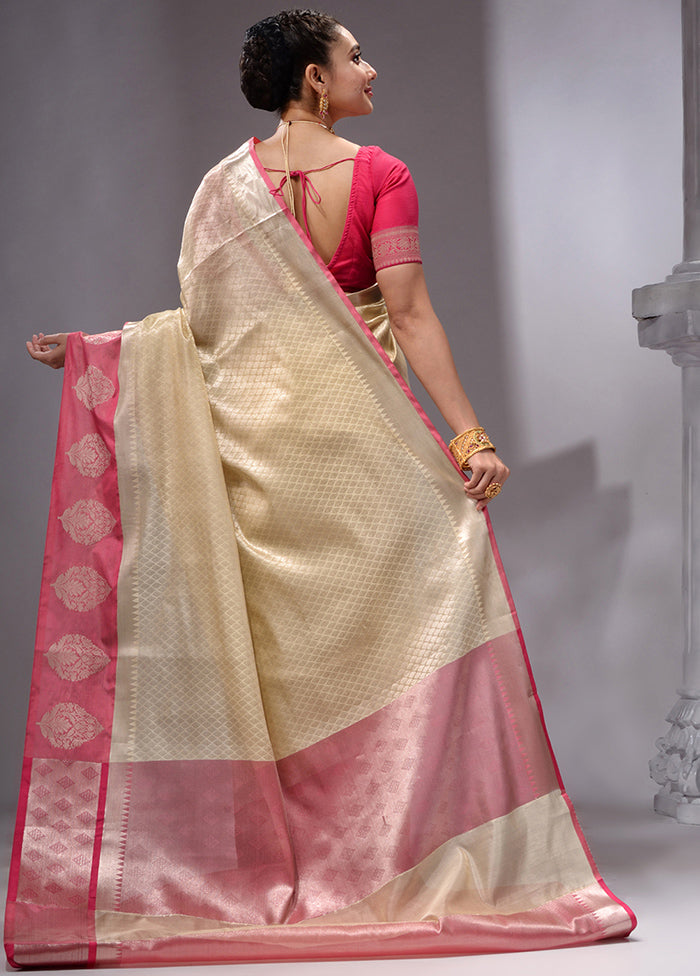 Beige Linen Silk Saree With Blouse Piece