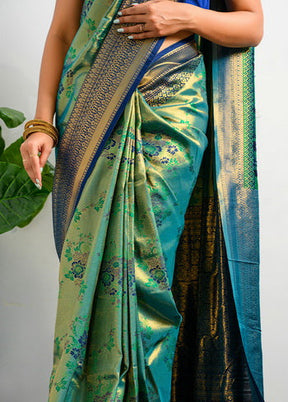 Rama Green Zari Woven Spun Silk Saree With Blouse