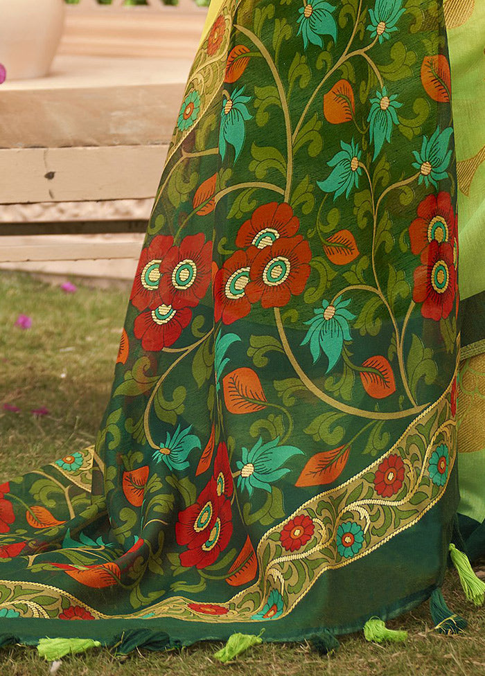 Yellow Cotton Saree With Blouse Piece